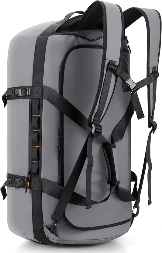 40L/60L/90L Large Waterproof Duffle Bag Backpack for Men, Mens Duffel Backpack Bags for Traveling, Heavy Duty (Grey, 60L)