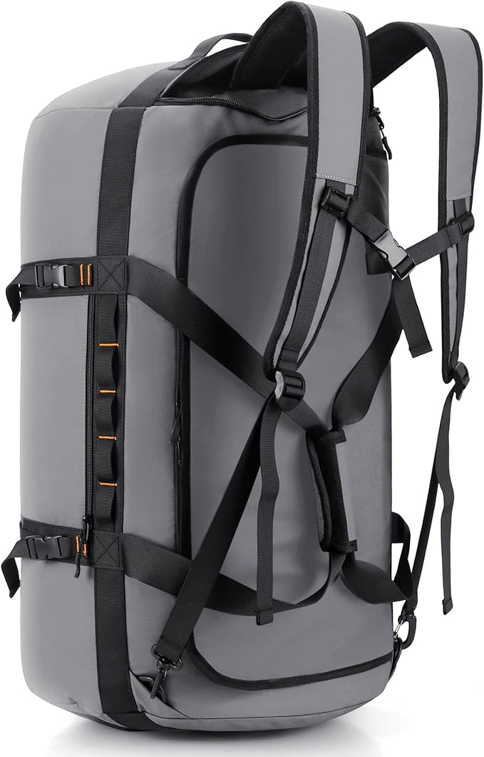 40L/60L/90L Large Waterproof Duffle Bag Backpack for Men, Mens Duffel Backpack Bags for Traveling, Heavy Duty (Grey, 40L)