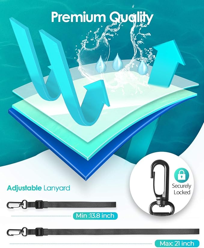 Hiearcool Universal Waterproof Phone Pouch,Underwater Dry Bag for iPhone 17 16 15 14 13 Pro Max XS Plus up to 8.3",IPX8 Cell Phone Case for Cruise Travel Essentials-Black&Clear-2Pack