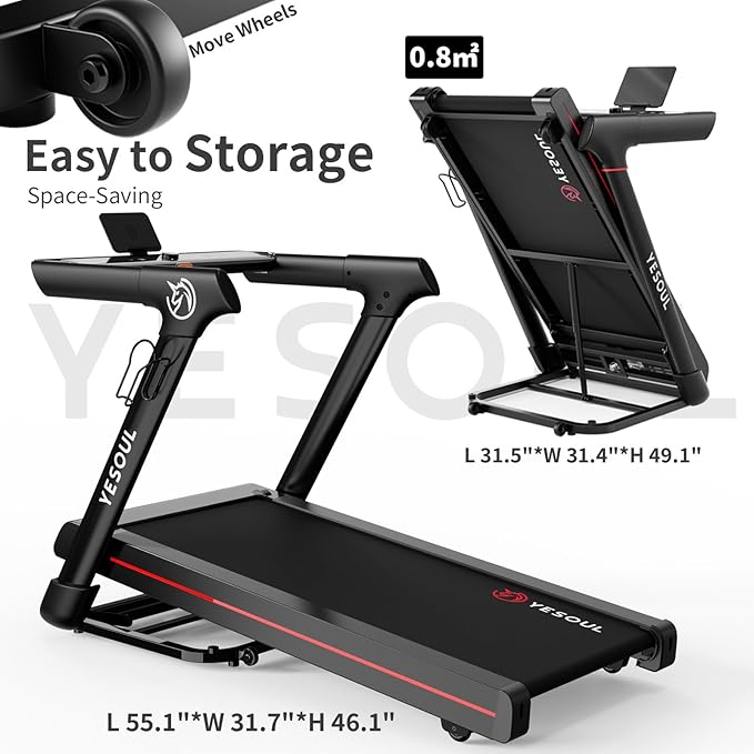 Yesoul Walking Pad Treadmill with 10% Auto Incline, Under Desk Treadmill for Home Walking, Hiking & Running, 300lbs Capacity, Smart App Scenic Routes & Live Classes, Remote & LED Display