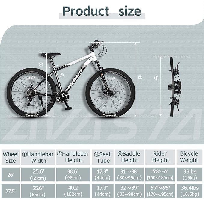 AVASTA Earth 26 27.5 inch Mountain Bike with 21-Speed，Aluminum Frame, Dual Disc Brake, Comfortable Saddle,Multiple Colors