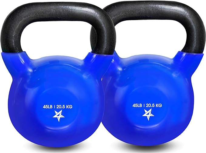 Yes4All 5-100 LB Kettlebells Vinyl Coated Cast Iron for Dumbbell Weights Exercises, Gym, Fitness, Full Body Workout Equipment Push up, Grip and Strength Training