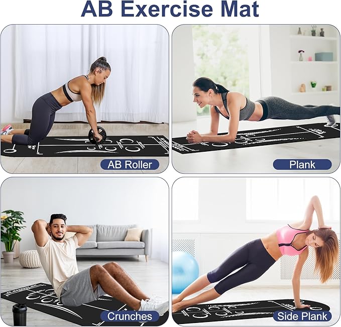 Abdominal Exercise Mat Ab Workout Mat Rubber Non-Slip Abdominal Exercise Mat Ab Roller Mat 71”X 23.6” Heavy Ab Training Mat AB Workout Must Have for Fitness Gym