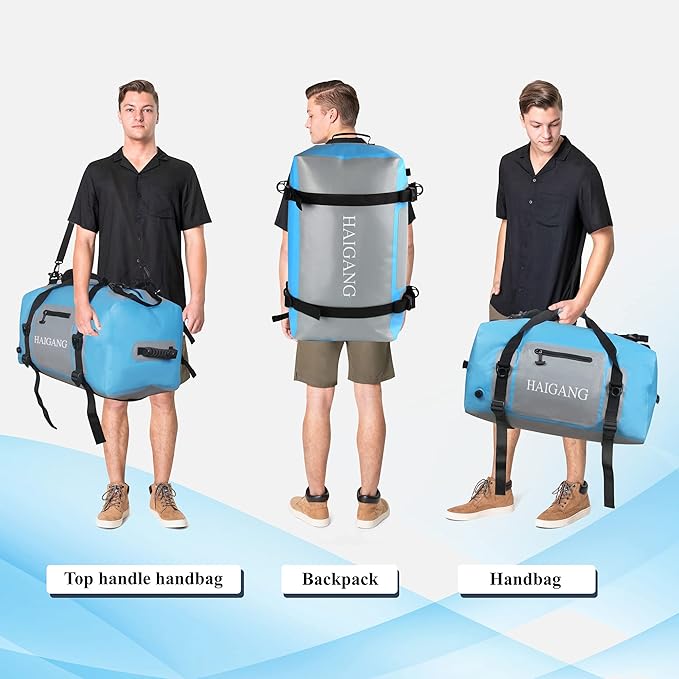 70L Waterproof Duffel Bag Travel Dry Bag, Large Capacity, Adjustable Thickened Straps and Handles, Zip Closure, Air Valve, Keep Equipment Safe, Suitable for Boating Rafting Motorcycle Kayaking