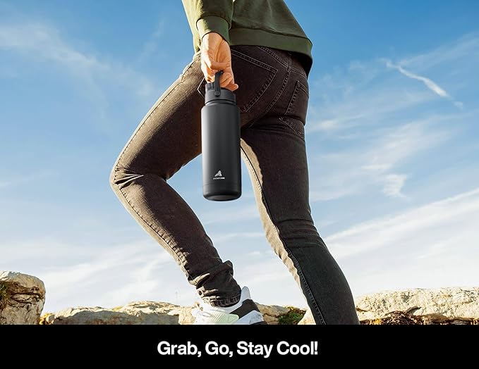 40 oz Insulated Water Bottle with 2-in-1 Straw and Spout Lid, Keep Cold 24H, Leak-Proof, BPA-Free, Double Wall Stainless Steel Water Bottle for Sports, Gym, Trip, and School (Monarch Butterfly)