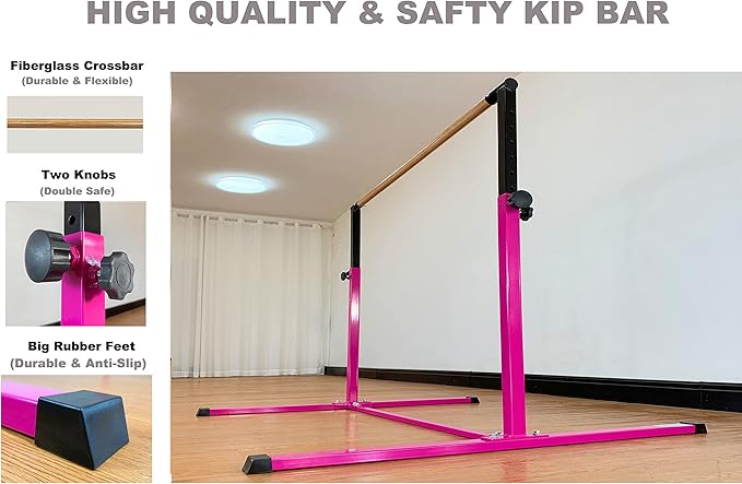 4FT/5FT Gymnastic Bar Set Gymnastics Horizontal Bar Gymnastics Kip Bar for Kids Home Use