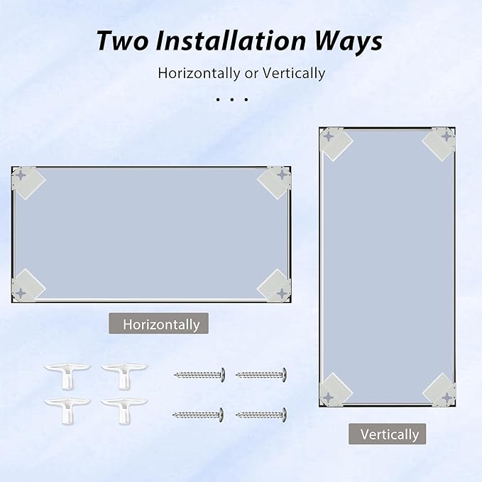 60x30 Inch Bathroom Mirror for Wall, Aluminum Frame Rectangle Rectangular Vanity Mirror, Modern Large for Bedroom, Living Room, Horizontal or Vertical, Black