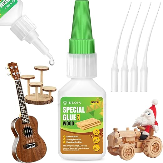 Wood Glue, 20g Clear Woodworking Adhesive for Furniture Repair and DIY Crafts ??Super Instant Glue, Fast-Drying, Waterproof, Heavy-Duty Bonding for Carpentry Projects