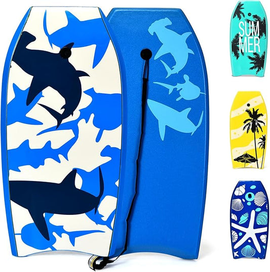 KOTEK 33/37/41 Inch Body Board with Wrist Leash, EPS Core, Dual Channel, HDPE Slick Bottom, Bodyboard for All Skill Levels & Wave Conditions