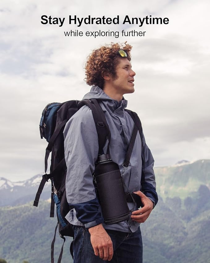 Half Gallon Stainless Steel Water Bottle with Straw Lid and Flex Cap, 87oz Modern Double Vacuum Stainless Steel Water Flask, Cold for 48 Hrs Hot for 24 Hrs Simple Thermo Canteen Mug,Indigo Crush