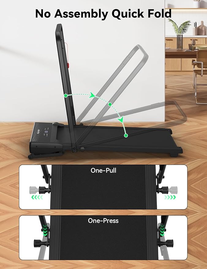 Walking Pad Treadmill, 12% 5-Level Auto Incline, 2-in-1 Under Desk Foldable w/Remote Control, 12 HIIT Mode, 265 Lbs, 7.6 MPH Max, Portable Treadmill for Office Home, No Tablet Stand