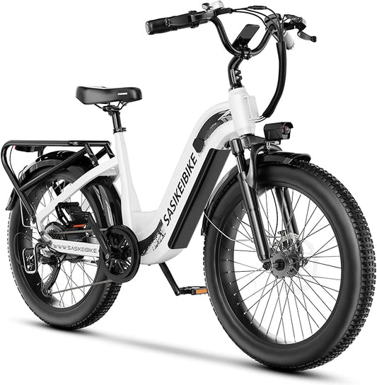 1500W Motor Peak Electric Bike for Adults and Teenagers, 48V 20AH Removable Battery Step Thru EBike, 30+MPH, 80 Miles Max Range, 24" Fat Tire Adult Electric Bicycles for 7 Speed