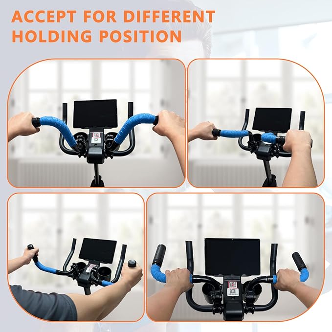 Handlebar Extender for Peloton Indoor Exercise Bikes, 1 Pair of Ultimate Handlebar Extension of Peloton Accessories (Sheep-horn (with Blue Tapes & Grips))