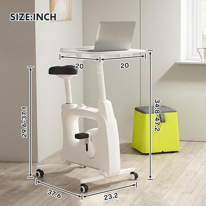 FLEXISPOT Exercise Bike with 2D Desktop, Space Saving Under Desk Bike with Removable Desk, Stationary Bikes Indoor Bikes with 300LBS Heavy Duty 8-Level Resistance Flywheel Optional LCD, V9PRO/V9MAX