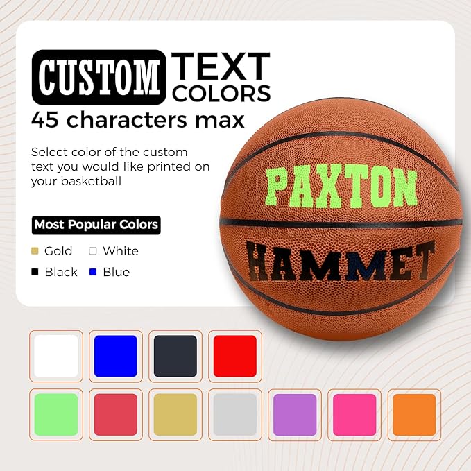 HAMMET Personalized Basketball - Customized Indoor and Outdoor Basketball with Your Name or Text - Ideal Gift for Son, Daughter, Boy or Girl