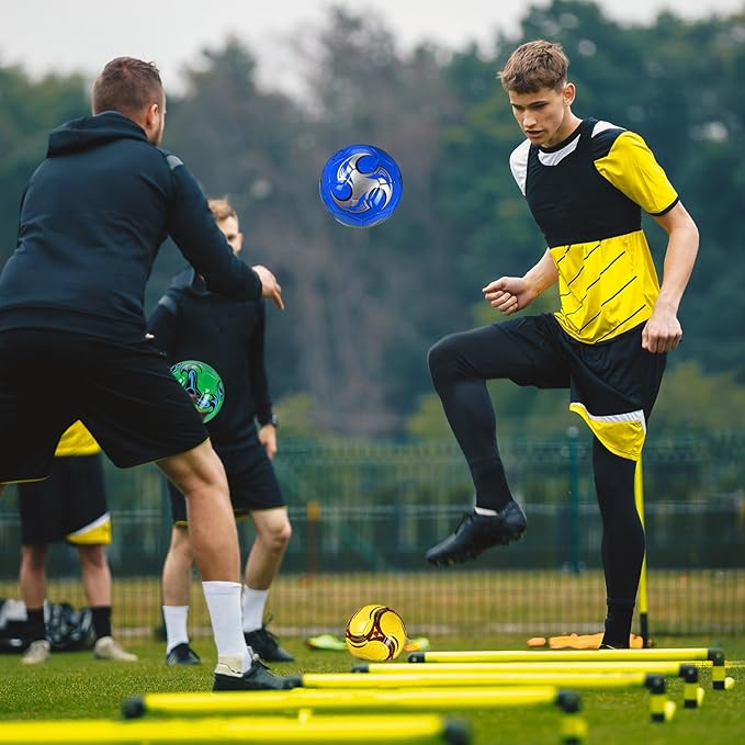 12 Pcs Soccer Balls for Teen Adult Bulk Deflated Soccer Ball with Pump Size 5 Indoor Outdoor Training Practice for School Sports Game Birthday Gifts Party Back to School