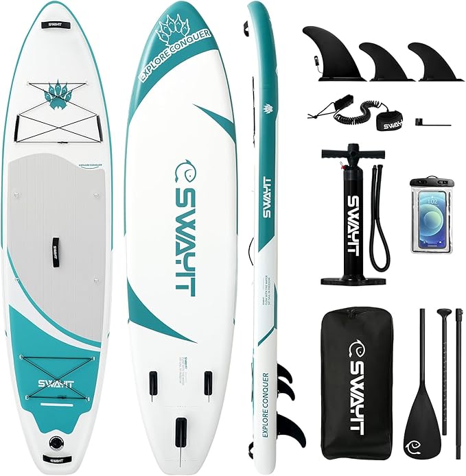 Inflatable Stand Up Paddle Board – Durable SUP for Adults & Youth,33" Wide Blow Up Paddle Board with Paddle, Pump, Backpack,Leash – All Around Stable for All Skill Levels, Carries up to 450 lbs