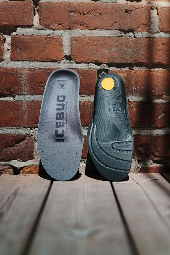 Icebug Comfort Insoles with Dynamic Arch Support, Charcoal High Arch, M 5/W 6.5-7