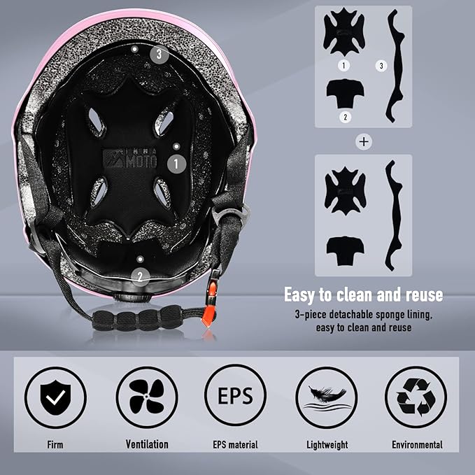 Skateboard Helmet for Adults - Adjustable Certified Safety Adults Helmet for Skateboarding Bike Bicycle Scooter Cycling Skate Skating Multisport Helmets for Women Men Boys Girls Kids Youth