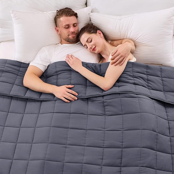 yescool Weighted Blanket for Adults (30 lbs, 88” x 104”, Grey) Cooling Heavy Blanket for Sleeping Perfect for 290-310 lbs, King Size Breathable Blanket with Premium Glass Bead
