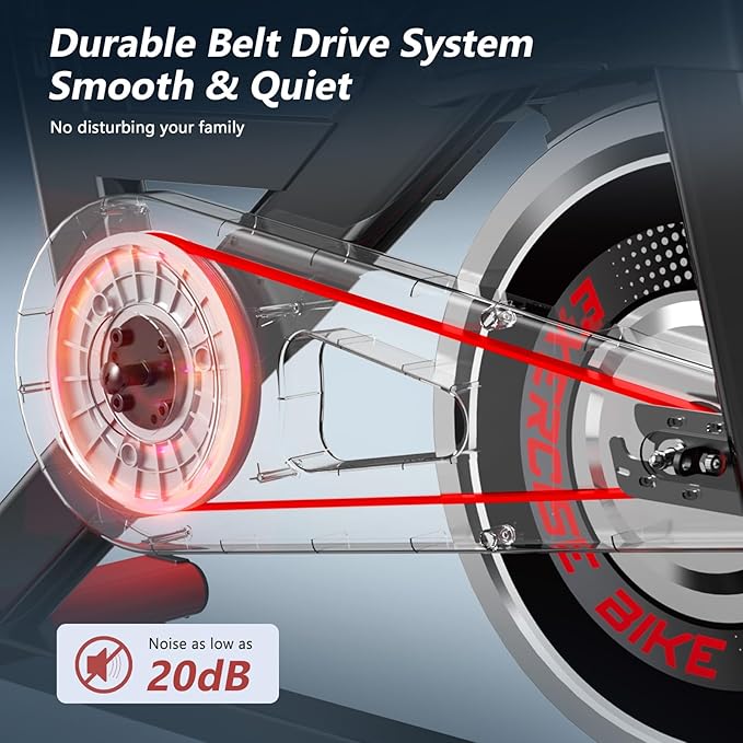 POOBOO Exercise Bike, Stationary Bike for Home Gym, Indoor Cycling Bike w/Comfortable Seat Cushion & Tablet Mount, Silent Belt Drive Indoor Bike for Cardio Workout