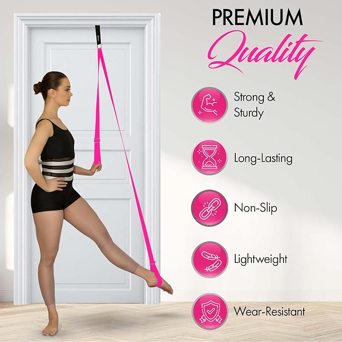 Stretching Strap With Door Anchor - Stretching Equipment to Improve Legs Flexibility - Splits Trainer For Home Ideal In Ballet, Dance, Cheerleading, Taekwondo, Yoga, Pole Dancing & Gymnastics