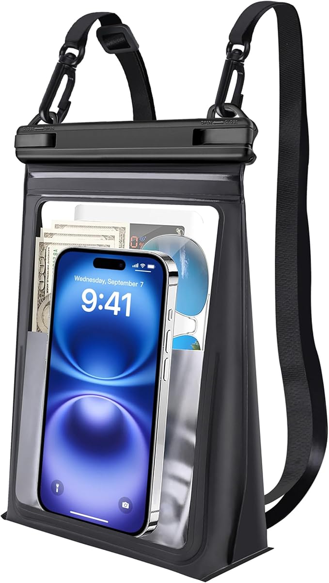 Large Floating Waterproof Phone Pouch [with Sealing Strip], Cell Phone Dry Bag for iPhone 16 15 14 13 12 Pro Max Galaxy Google All Devices, Float Waterproof Bag for Beach Vacation