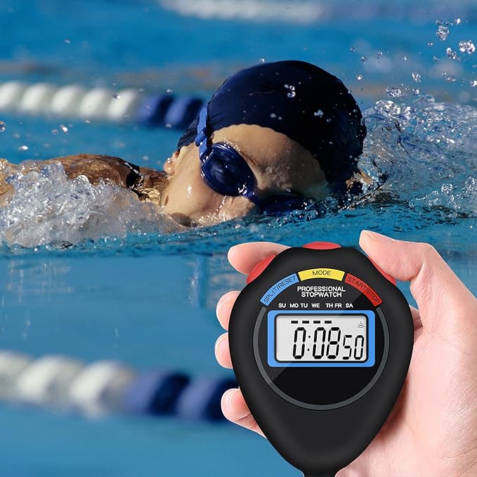 6 Pack Multi-Function Electronic Digital Sport Stopwatch Timer, Large Display with Date Time and Alarm Function,Suitable for Sports Coaches Fitness Coaches and Referees（Black）