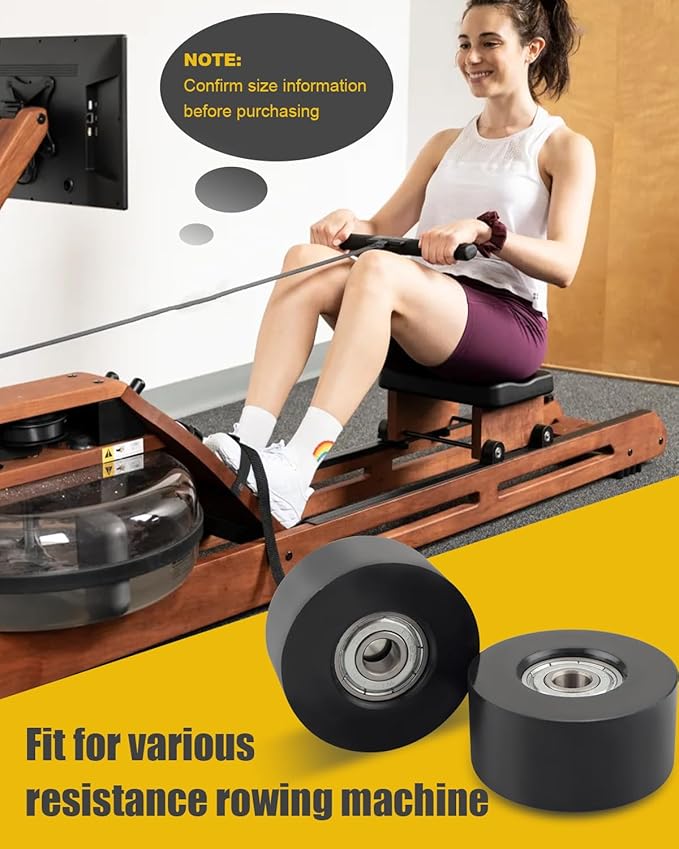 Rowing Machine Seat Wheels for Various Resistance Rowing Machines, Fitness Trolley Seat Rail Rollers Water Resistance