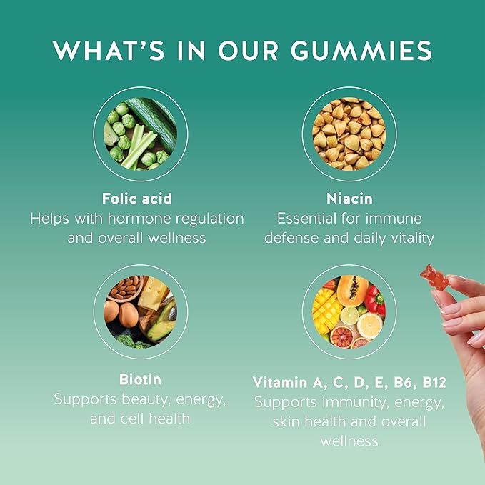 Immune Support Gummies – Vitamin C, D, B6 & B12 – Daily Immune Boost – Vegan, Naturally Flavored (90 Gummies)