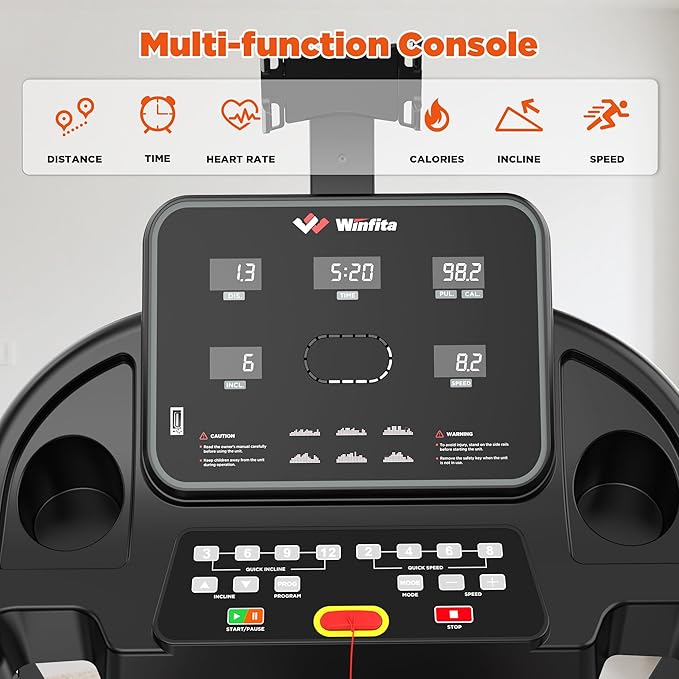 Treadmills for Home, Folding Treadmill with Auto Incline, 300 LBS Capacity, 8MPH or 10MPH Max Speed, Double Deck Shock-Absorbing Running Machine with Bluetooth, App, 64 Programs, Pulse Monitor