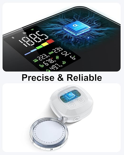 arboleaf Smart Scale and Tape Measure, Body Fat Measuring Tape and Smart Scale for Body Weight, Digital Bluetooth Weighing Machine, Circumference Analyzer, App Sync, 400lbs, 11"