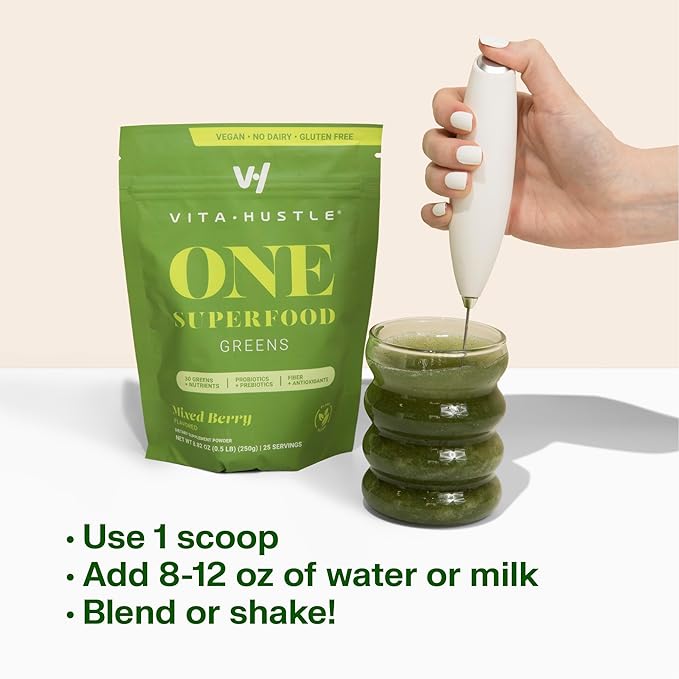 VitaHustle ONE Superfood Super Greens Powder Berry Flavor (25 Servings (Pack of 2))