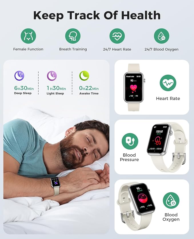 Smart Watch Fitness Tracker (Answer/Make Call), 24/7 Heart Rate Spo2 Blood Pressure Monitor Sleep Tracker, 114 Sports Modes Pedometer Calorie Step Tracker, Waterproof Activity Tracker for Men Women