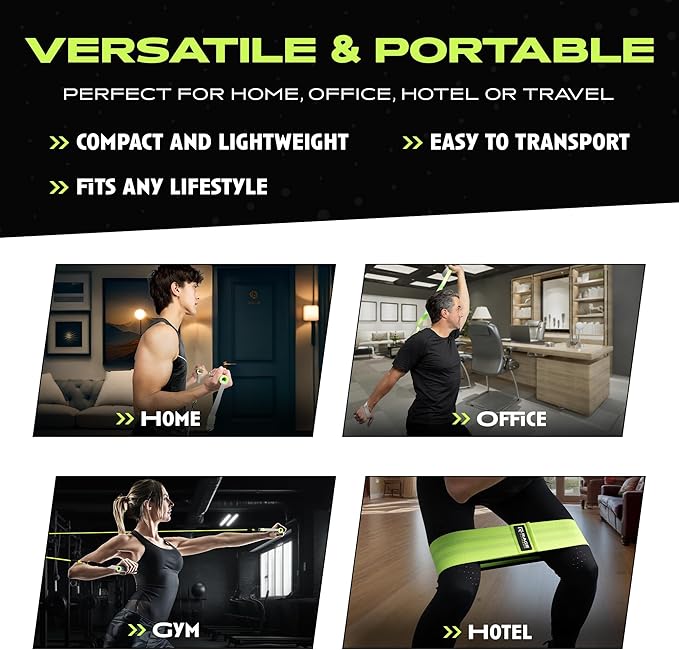 Ex Kit Home Gym Equipment with Carry Bag - 10Pcs Resistance Bands Kit with Handles, Door Anchor, Jump Rope, Booty Bands & More – Full Body Workout Bands Set for Strength, Cardio & Flexibility