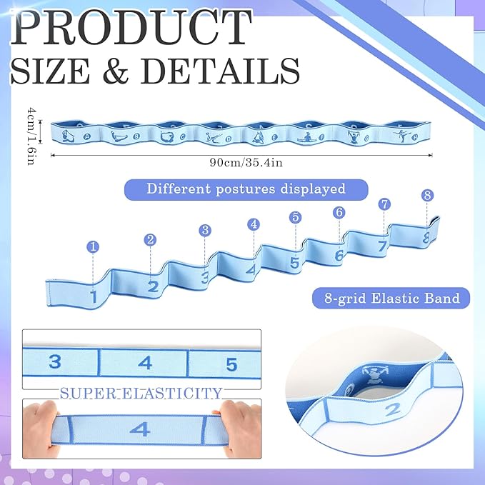 Stretch Strap for Kids Elastic Gymnastics Stretching Ballet Dance Band with 8 Loops Adjustable Exercise Training Resistance Strap for Children Stuff Pilates Latin Yoga Equipment