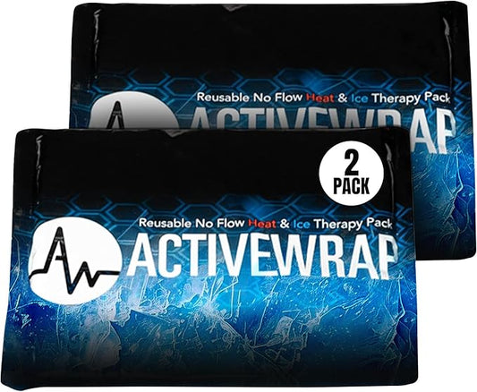 Ice Packs for Injuries Reusable, Hot Cold Packs for Pain Relief, First Aid & Injury Recovery. Includes 2 individual pack covers for use in ActiveWrap Knee,Shoulder & Back Ice Wraps Large, 7x 10 inches