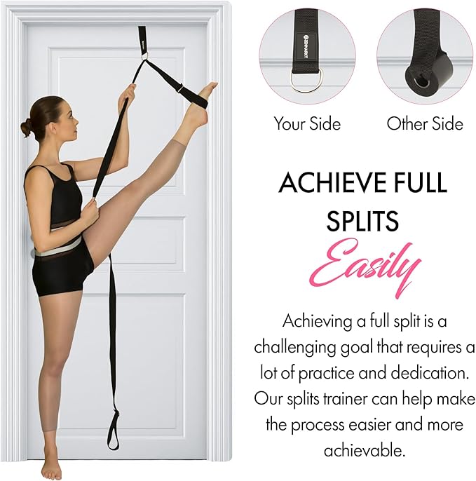 Stretching Strap With Door Anchor - Stretching Equipment to Improve Legs Flexibility - Splits Trainer For Home Ideal In Ballet, Dance, Cheerleading, Taekwondo, Yoga, Pole Dancing & Gymnastics