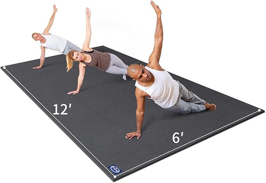 MRO Extra Large Yoga Mat, 12'x6'/9'x6'/7'x5'/6'x4' (9MM) Extra Wide and Thick Exercise Mats for Home Gym Workout, Non-Slip, Soft for Women and Men Fitness, Ideal for Barefoot Yoga, Pilates, stretching