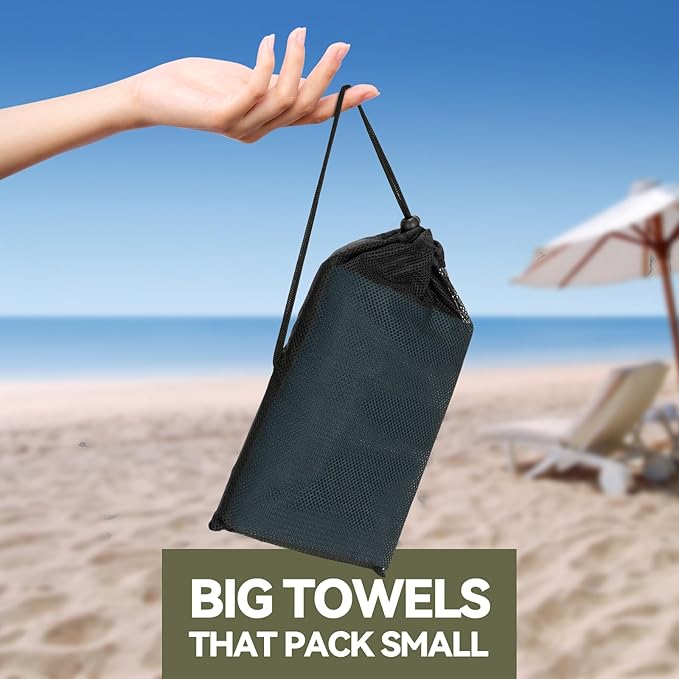 Microfiber Beach Towel-Perfect for Travel, Sports, Camping, Swimming, Yoga, Gym- Quick Dry, Sand Free, Compact, Lightweight, Absorbent (Navy Blue,Small(101x50cm, 40x20”))