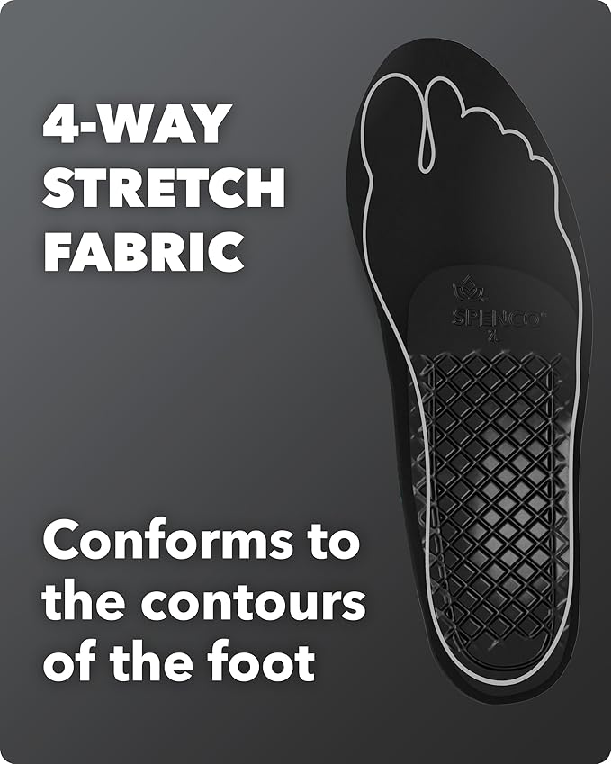 Spenco Rx Arch Support - Lightweight, Orthotic Shoe Inserts with 4-Way Stretch Fabric & SpenCore Layer for Shock Absorption, Odor Control & All-Day Comfort & Stability - Fits Most Shoes