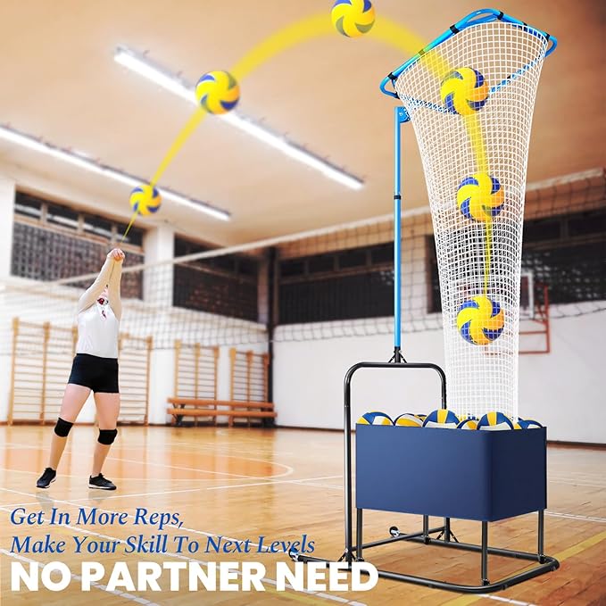 Volleyball Setter Training Net，Height & Angle Adjustable Volley Ball Training Equipment with Steel Frame，Stable Base for Indoor and Outdoor，Volleyball Spike Trainer for Setting,Serving,Spiking