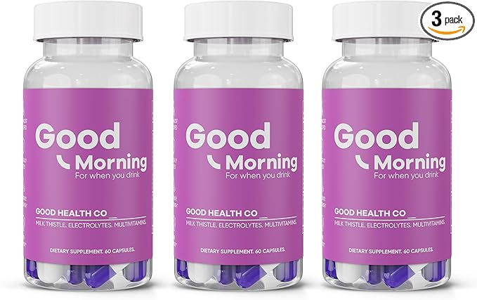 Good Morning Hangover Pills [3-Pack Kit] | Drinking Relief + Liver Support with Milk Thistle + DHM. Prevent Dehydration with Electrolytes for Better Mornings.