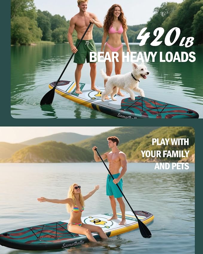 11'Stand Up Paddle Boards Surf Control with Premium SUP Board Accessories Backpack & Removable Fins, 34" Wide Inflatable Paddle Boards of All Skill Levels