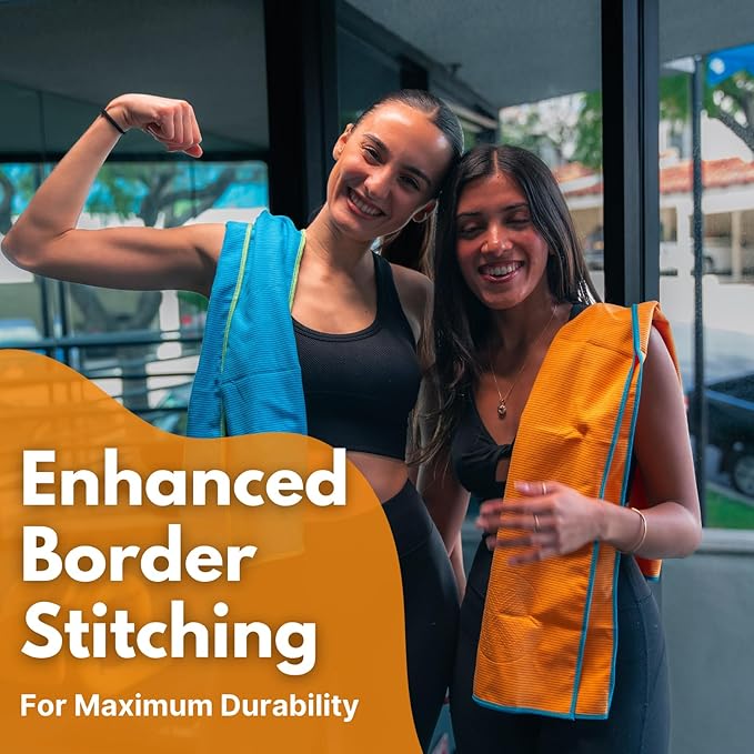 ECCOSOPHY Microfiber Beach Towel – Quick Dry Gym Towel, Highly Absorbent with Ribbed Texture, Lightweight – Ideal for Travel, Pool, Yoga, Fitness & Outdoor Adventures – 40x20 Creamsicle