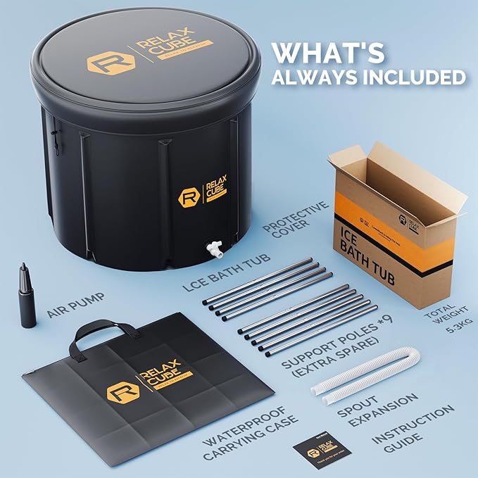 Ice Bath Tub for Athletes, 116 Gal XL Cold Plunge Tub for Recovery and Cold Water Therapy, Portable Multiple Layered Ice Pod Barrel for Outdoor, Inflatable Icebath Tub at Home