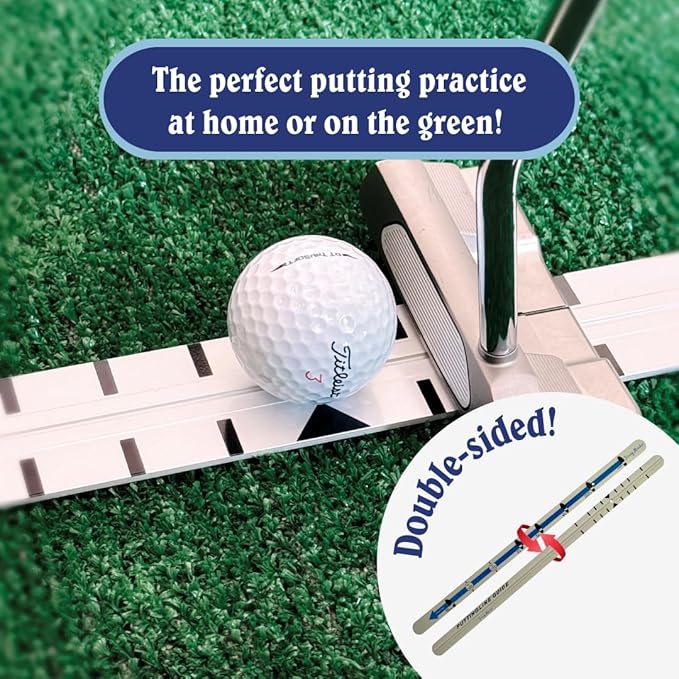 Putting Rail & Golf Stance Training Aid 2-in-1 | Golf Alignment & Putting Ruler 36 Inches with Carrying Case