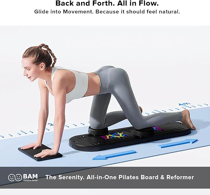 BAM Athletica Serenity Foldable Pilates Reformer Board | Compact Home Pilates Machine for Gentle Core, Balance & Mobility | Low-Impact Pilates Board with Light Resistance for Pilate Beginners
