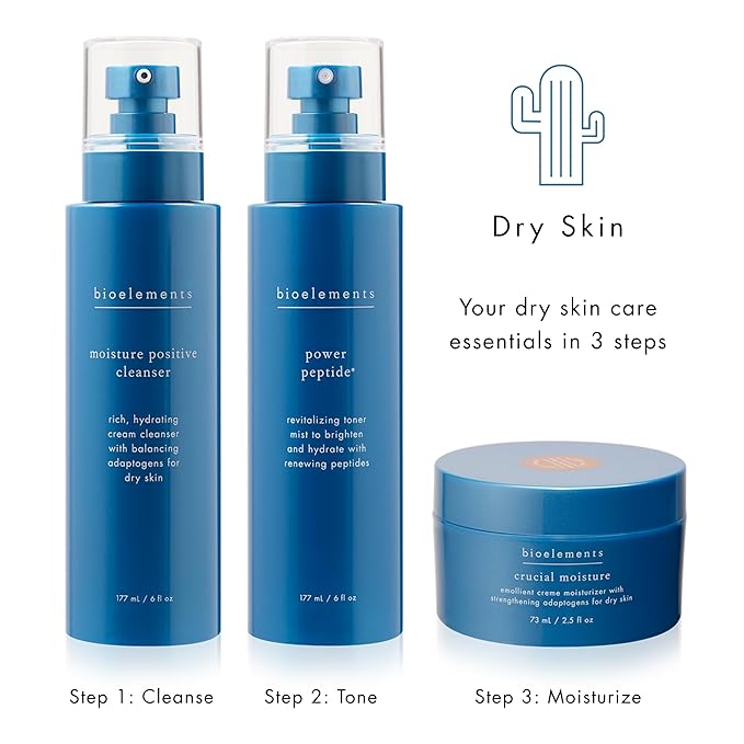 Bioelements Crucial Moisture - 2.5 fl oz - Emollient Cream Facial Moisturizer for Dry Skin - Improve Fine Lines - Vegan, Gluten Free - Never Tested on Animals, 2.5 Fl Oz (Pack of 1)