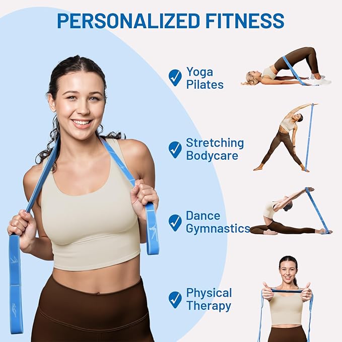 Slim Panda Stretch Strap, Dance Stretch Bands Flexibility, Elastic Yoga Stretching Strap with 9 Loops for Physical Therapy, Pilates, Yoga, Ballet, Gymnastics Stretching Bands for Exercise